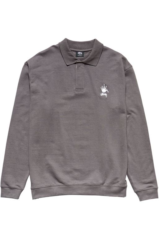 Stussy Mens Polo Fleece Shirts Grey - XZRIO4158